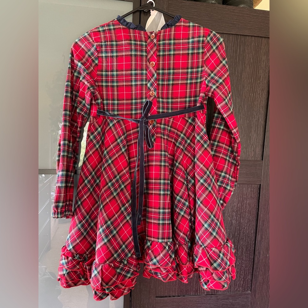 Sweet Honey Christmas Plaid Dress with matching bow ties/bows, Size 12 Girls